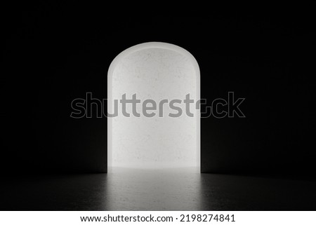 Marble arc with back light. Black and white 3d illustration. 3D Illustration