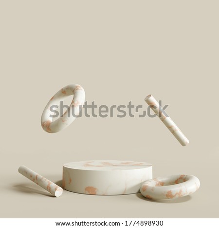 Marble display podium geometry shape. 3d rendering