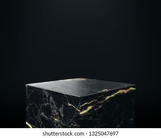 Marble And Gold Pedestal, Product Stand. 3D Rendering