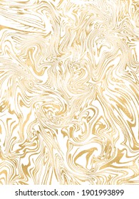 Marble With Golden Texture Background Illustration. White And Gold Marble Background. Marbling Texture Design. Oil Painting Style. Watercolor Hand Drawing. Good For Posters, Cards, Invitations
