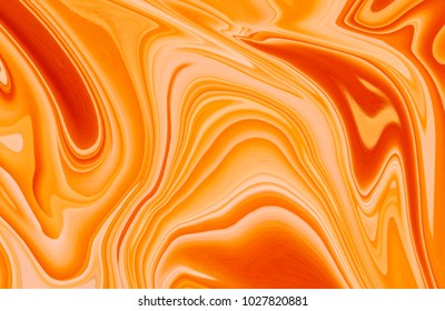 Marble ink colorful. Orange marble pattern of the blend of curves. Abstract pattern.