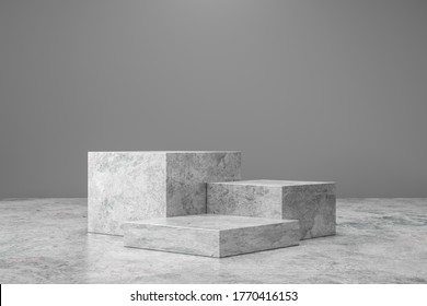 Marble Pedestal Or Product Display On Luxury Background With Presentation Concept. Stone Podium Stage. 3D Rendering.