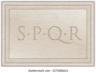 Marble Plaque With Ancient Latin Letters S.P.Q.R., Senatus Populus Quirites Romani (The Senate Of The Roman People), Illustration