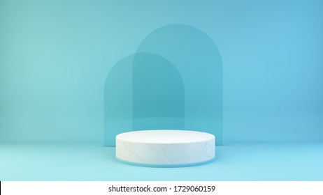 Marble Platform With Glass Arch 3d Rendering