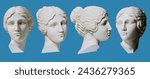 Marble statue of Greek goddess. Stylized Venus head sculpture. 3d rendering antique woman face