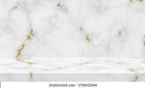 Marble Table With Gold Texture For Product Display On Luxury Background .