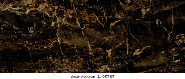 Marble, Texture, Yellow, Veins, High Gloss Surface, Gold Patterned Natural Of Black Marble (Turkey Marble) Texture Background For Product Design.