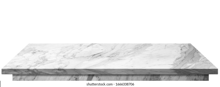 Marble top table on isolated white background, stone table