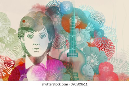 MARCH 13 2016: Illustration Of Paul McCartney - Stock Illustration