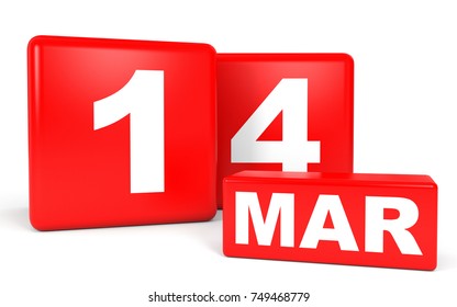 March 14 Calendar On White Background Stock Illustration 749468779