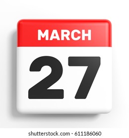 April 27 Calendar On White Background Stock Illustration 611186156