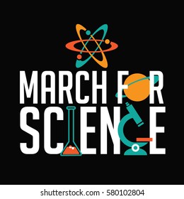 March For Science Design With Scientific Icons. 