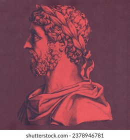 Marcus Aurelius Stoic Philosopher King Ancient Roman Emperor  Stoicism Halftone Texture Design