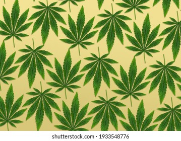 Marijuana Leaves On Yellow Background