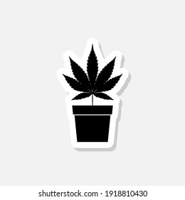 Marijuana Weed Plant In Pot Sticker Icon	