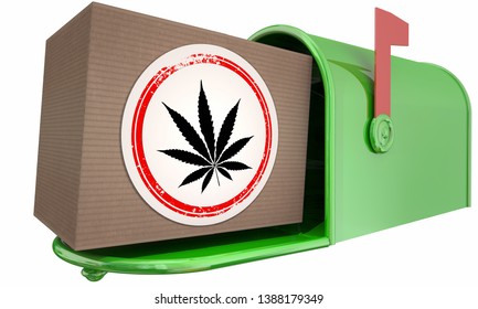 Marijuana Weed Pot Cannabis Mailbox Package Order Shipment 3d Illustration