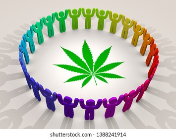 Marijuana Weed Pot Cannabis People Ring Group Customers 3d Illustration