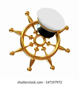 Marine Cap On Gold Marine Steering Wheel