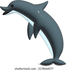 Marine Cartoon Funny Grey Dolphin