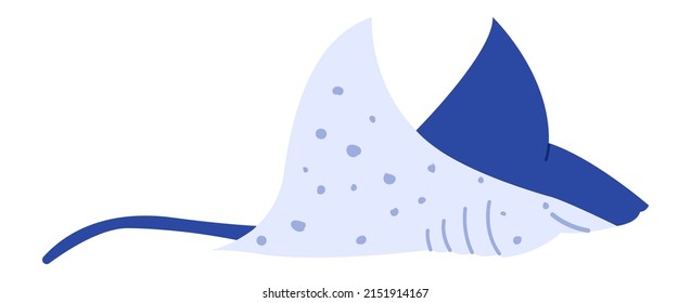 Marine Electric Stingray, Sea Life Animal Isolated.  Stingray Wildlife, Fish Wild Skate Character Illustration