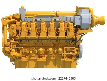 Marine Propulsion Engine For Ships, Yachts And Boats 3D Rendering