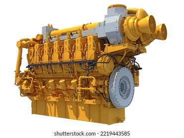 Marine Propulsion Engine For Ships, Yachts And Boats 3D Rendering