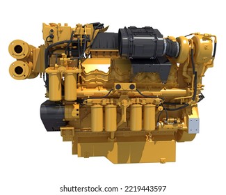 Marine Propulsion Engine For Ships, Yachts And Boats 3D Rendering