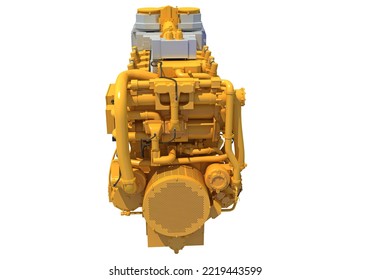 Marine Propulsion Engine For Ships, Yachts And Boats 3D Rendering