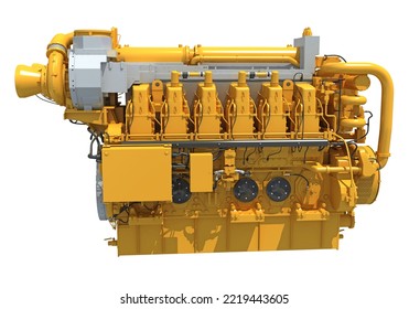 Marine Propulsion Engine For Ships, Yachts And Boats 3D Rendering