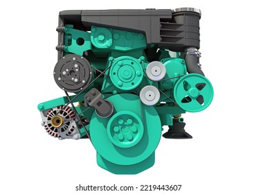 Marine Propulsion Engine For Ships, Yachts And Boats 3D Rendering