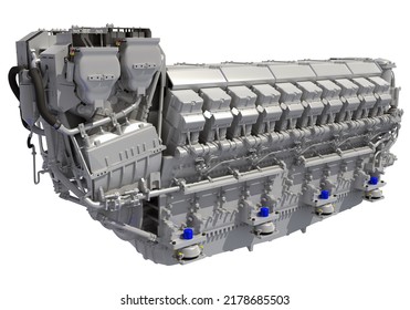 Marine Propulsion V20 Engine 3D Rendering On White Background