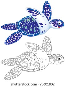 Marine turtle swimming