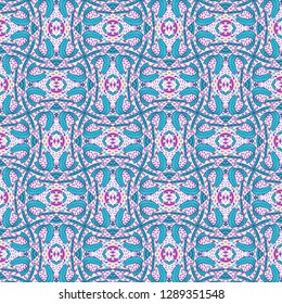 marker drawing handmade raster seamless kaleidoscope ethnic pattern with blue, navy, green, red, orange, yellow, magenta, violet, white colors