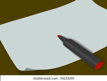 Marker on the leaf of paper