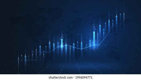Market chart of business increase stock graph or investment financial data profit on growth money diagram background with success diagram exchange information.