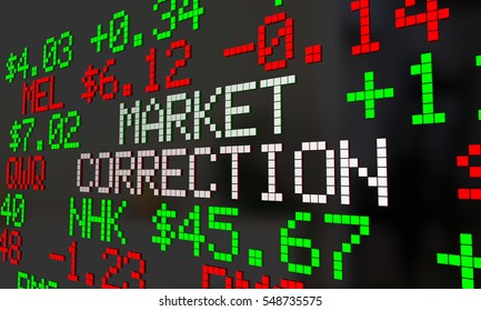 Market Correction Stock Prices Fall Ticker Adjustment 3d Illustration