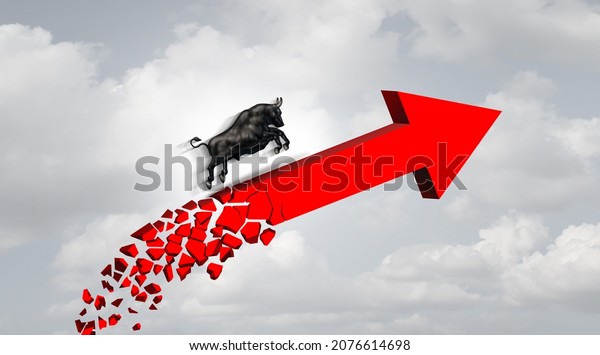 Market crisis and bull economy\
danger and economic panic concept and an inflationary stock market\
in collapse as a symbol of inflation risk with 3D render\
elements.
