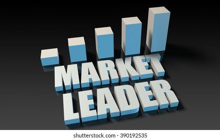 Market Leader Graph Chart In 3d On Blue And Black