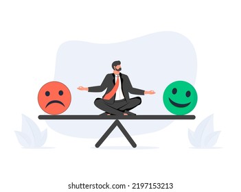 Market Sentiment, Fear And Greed Index, Emotional On Stock Market Or Crypto Currency Trading Indicator, Investment Risk Psychology Concept, Businessman Investor Meditating On Market Sentiment Gauge.