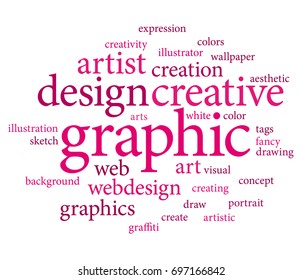 Marketing agency services or graphic designer job. Pink word cloud. - Powered by Shutterstock