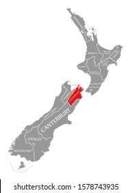 Marlborough Red Highlighted In Map Of New Zealand