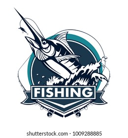 Marlin Fish Logosword Fishing Emblem Sport Stock Vector (Royalty Free ...