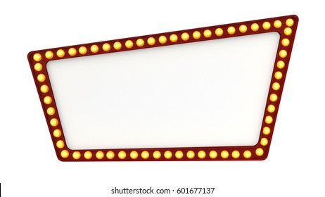 Marquee Light Board Sign Retro On White Background. 3d Rendering