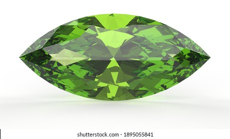marquise cut Peridot gemstone illustrated in 3D