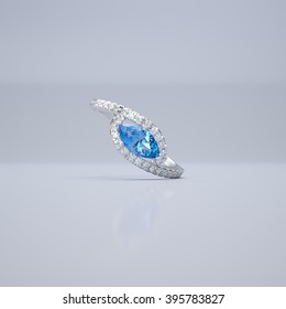 Marquise Topaz White Gold Diamond Ring