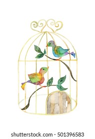 Married couple of a bird and cage