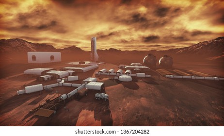 Mars Colony 3D Render