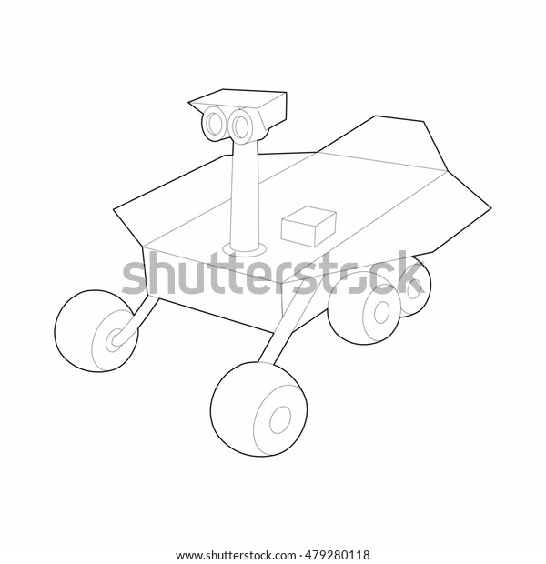 Mars exploration rover icon in outline style\
on a white\
background