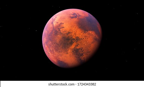 Mars planet 3d rendering black background super high resolution science illustration