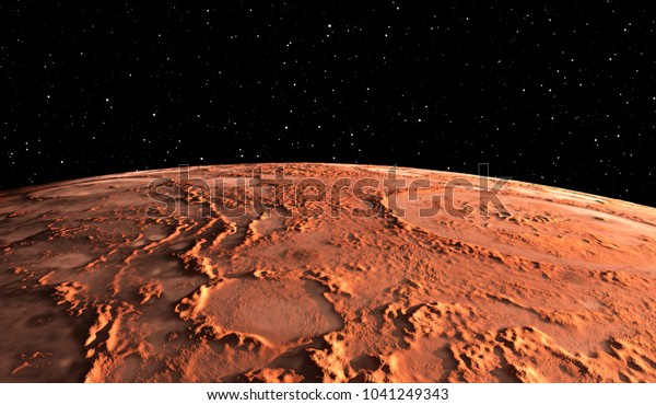 火星 赤い惑星 大気中の火星の表面と塵 3dイラスト のイラスト素材